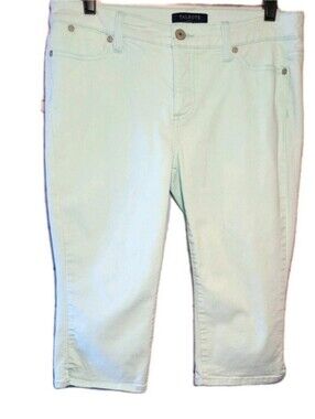 Talbots Pedal Pushers Pants Cropped Capri Jeans Aqua Green Size 10P Flawless